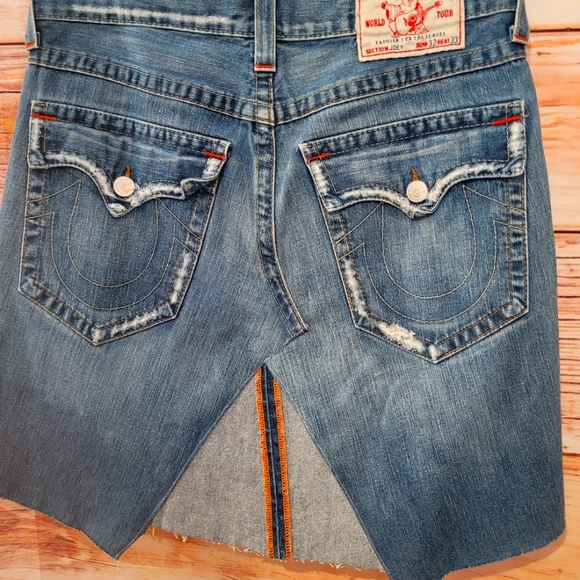 Uocycled, Handmade True Relgion Denim Jean Skirt - Picture 6 of 9